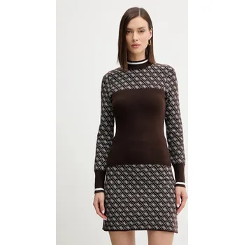 Dámský svetr Svetr s příměsí vlny Guess AUBREY hnědá barva, s pologolfem, W5BR24 Z3JD2 W5BR24.Z3JD2 89X, vel. XS