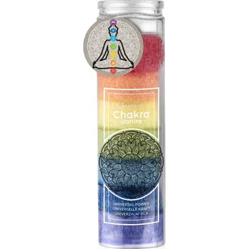 Svíčka Vonná svíčka ve skle Emocio stearin Chakra 7 vrstev barevná