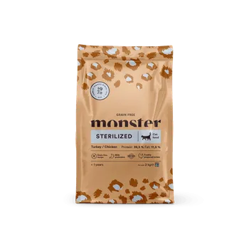 Krmivo pro kočku Kočičí granule Monster pro kastrované – z krůty a kuřete