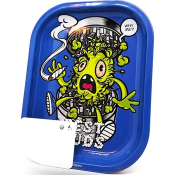 Malý kovový rolovací tác s magnetickou brusnou kartou od firmy Best Buds.