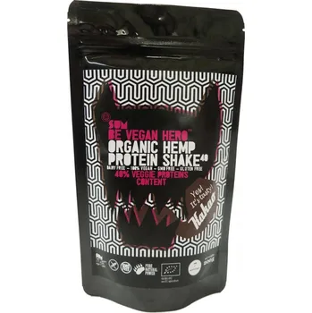 Protein SUM BE VEGAN HERO Kakao je výživný BIO konopný protein s kakaem. Jemně oslazený nektarem z kokosových květů. Chutný a výživný, rychlá příprava! 40% podíl bílkovin.