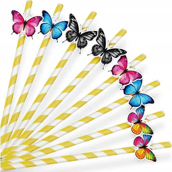 PAPÍROVÁ BRČKA NA NAROZENINY - MOTÝLÍ KŘÍDLA ČERV - 8 ks