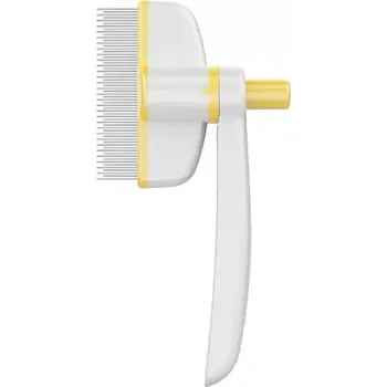 Kosmetika pro psa TopTechnology Koupací nástroj pro odstranění srsti domácích zvířat - One Touch Rotating Fine Tooth Comb (Bílá Žlutá)