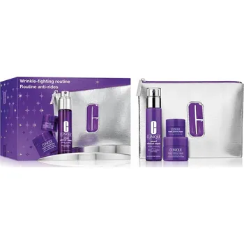 Kosmetická sada Clinique Wrinkle Fighting Sada: sérum + krém + oční krém + kosmetická taštička