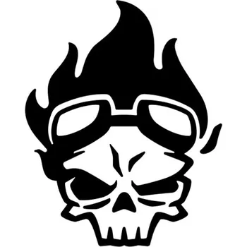 Samolepicí dekorace na vozidlo Samolepka lebka v plamenech na auto a motorku, tuning nálepka (6052)