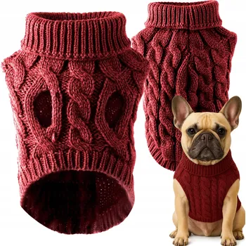 Obleček pro psa Svetr Obleček Mikina pro Psa Teplý Zimní Vánoční Svetr Červený - S