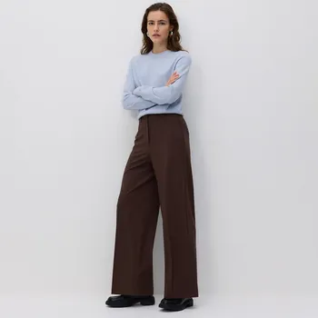 Reserved - Široké kalhoty s pukem - tmavě hnědá - 441FM-89X - 441FM-89X-XXL