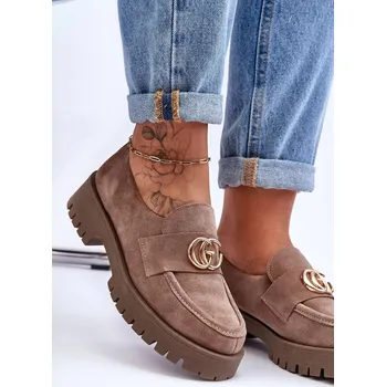 Dámské polobotky Dámské semišové polobotky s ozdobou tmavě béžová Rosefalls 39