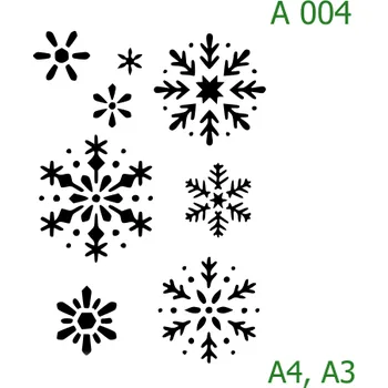 Plastová šablona pro malování - Vánoce - Vločky (A004) - A4 , Nelepící folie