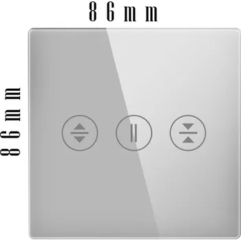 vypínač SKLENĚNÝ PANEL 86mm PRO DOTYKOVÉ OVLÁDÁNÍ ROLETY ŽALUZIE STŘÍBRNÝ ŠEDÝ