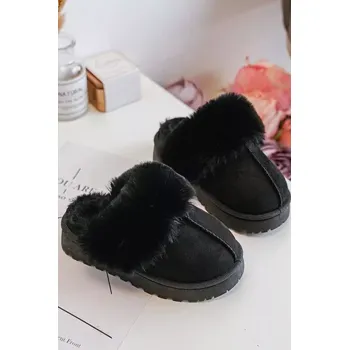 Dětské pantofle s kožíškem, Black Birasta 32