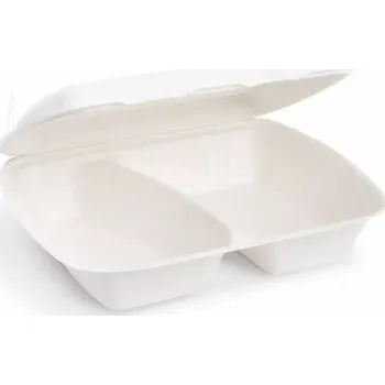 Jednorázové nádobí Menu boxy (cukrová třtina) 2-dílné 241 x 202 x 70 mm 1000ml [50 ks](45612)