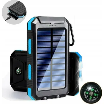 Powerbanka Powerbank 30000mAh Solární Turistický 2xUSB Silný Dvojitá Svítilna