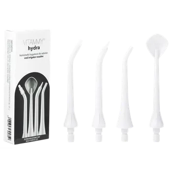 Náhradní hlavice k elektrickému kartáčku VITAMMY Hydra Sada multifunkčních náhradních násad na zubní sprchu, bílá 4 ks