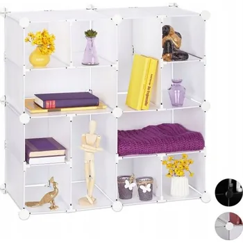 regál MODULÁRNÍ regál Wurfel, NASTAVITELNÝ, 4x Kostka, 12 POLIC, Bílý