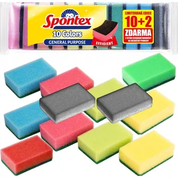 Utěrka Houbička na nádobí SPONTEX Colors 10+2 ks