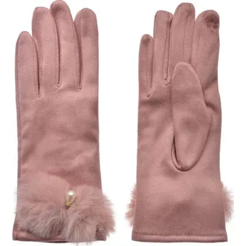 Rukavice Růžové zimní rukavice s perlou Vlindertje – 9x23 cm