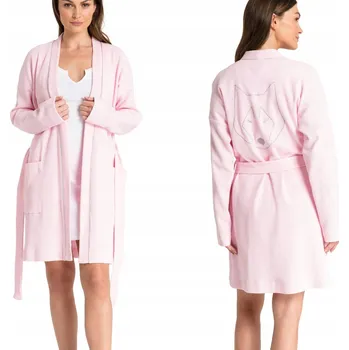 Dámský župan VÝPRODEJ MÓDNÍ DÁMSKÝ ŽUPAN POHODLNÝ BAVLNĚNÝ TEPLÝ RŮŽOVÝ 44 XXL