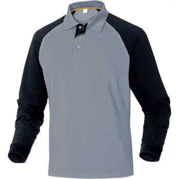 Pánské tričko DELTA TURINO / Pánská bavlněná polokošile s dlouhým rukávem - šedá/černá XXXL