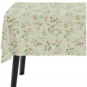 ubrus Obrus Odolný proti Skvrnám 140x220 Ubrus na Stůl Zelený Jahody 10543