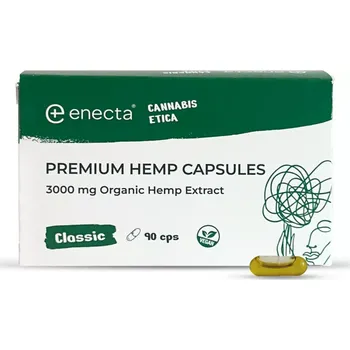 CBD Premuim veganské konopné kapsle od společnosti Enecta.