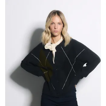 Dámský svetr Reserved - Kardigan s&nbsp;kosočtvercovým vzorem - středně šedá - 061GS-85M - 061GS-85M-XL