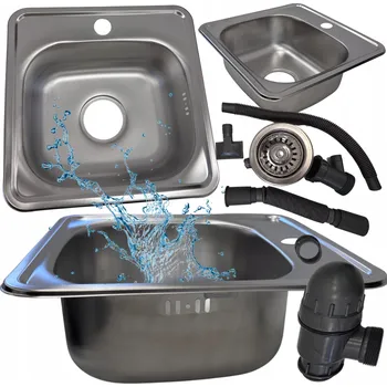 Granitový dřez Jednokomorový dřez Sink Quality AS ocel stříbrný