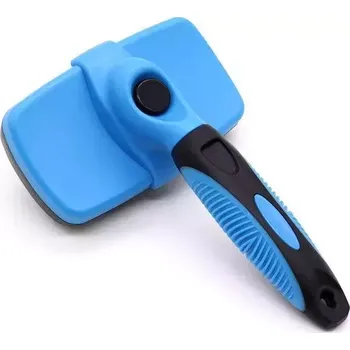 Kartáč pro zvířata TopTechnology Hřeben na línání pro kočky a psy - snadné odstraňování chlupů (velikost: velká, modrá)