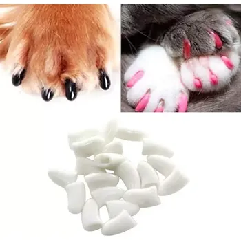 Kosmetika pro kočku TopTechnology 20 PCS Silikonové měkké chrániče nehtů pro kočky - velikost M (bílé)