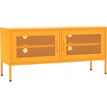 Televizní stolek TV stolek ocelový 105x35x50 hořčicová barva