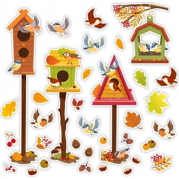 PODZIMNÍ OBOUSTRANNÁ DEKORACE DO OKNA - KRMÍTKA PODZIM XL - LearnHow