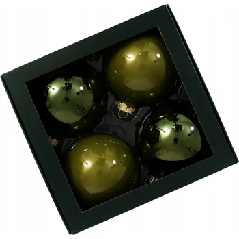 Vánoční dekorace SKLENĚNÉ VÁNOČNÍ BAŇKY VÁNOČNÍ KOULE Skleněné ozdoby 10 cm 4 kusy Olivové