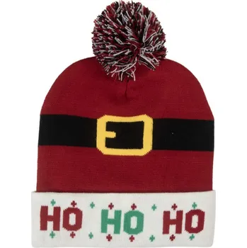 Čepice Červená vánoční čepice / kulíšek Ho Ho Ho Santa Claus – UNI velikost