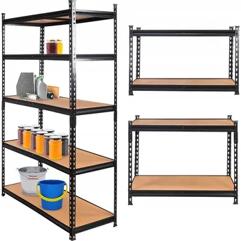 Dílenský regál KOVOVÝ SKLADOVÝ REGÁL 180x120x45 cm 2v1 5 polic garážový 1375KG Mega-M