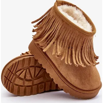 Dívčí sněhule Zateplené dětské sněhule s ozdobnými třásněmi Camel Nimia 33