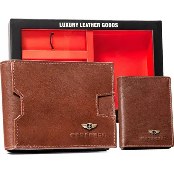 Peněženka Peterson pánská peněženka z přírodní kůže hnědá - muž