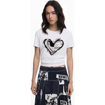 Dámské tričko Dámské triko DESIGUAL 25WWTK04 1000 TS LETTER CORE Velikost: XL