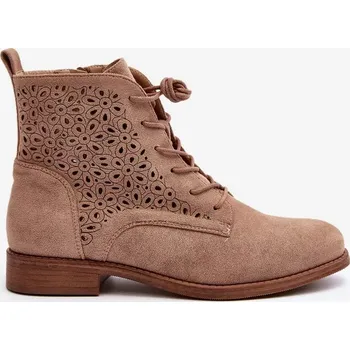 Dámská zimní obuv S.Barski Dámské kotníkové boty se vzorem, béžová Velikost: 40