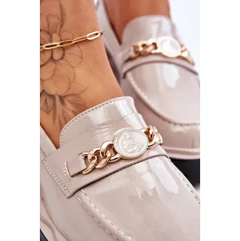 Dámské mokasíny Lakované mokasíny na platformě Světle šedé Ronin 38