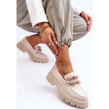 Dámské mokasíny Kožené mokasínové boty Big Star Béžová Velikost: 39