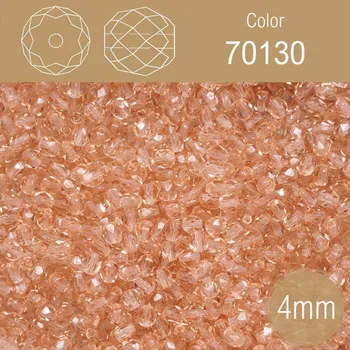 Šperk Korálky BROUŠENÉ 4mm. Barva 70130. Průhledná rozalín. Balení 120Ks.