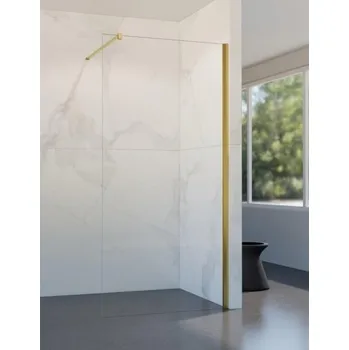 BESTECO Sprchová Zástěna Walk-In Lagos Gold 200, Zlatá / Čiré Sklo, Výška 200 cm (Šířka dle výběru) Rozměry: 100