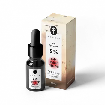 CBD Konopný CBG olej Pain Relief s 5% koncentrací je plnospektrální olej a kromě všech kanabinoidů obsahuje také vyšší procento CBD, rovněž v 5% koncentraci.