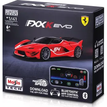 autíčko Maisto RC - DIE-CAST METAL se světly, Ferrari FXX-K EVO, červená, 2,4GHz, USB, XTR, Bluetooth 5.0