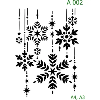 Plastová šablona pro malování - Vánoce - Vločky (A002) - A3 , Nelepící folie