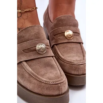 Dámské polobotky Dámské Zamszové Polobotky Na Sloupku Bežové Dunadia 37