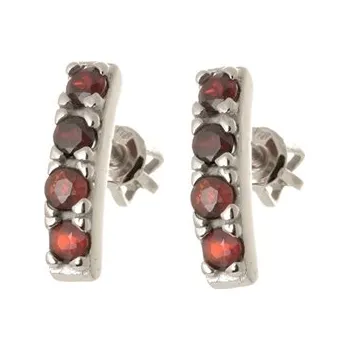 Náušnice Stříbrné náušnice pecičky s granátem STNAU2059F + dárek zdarma