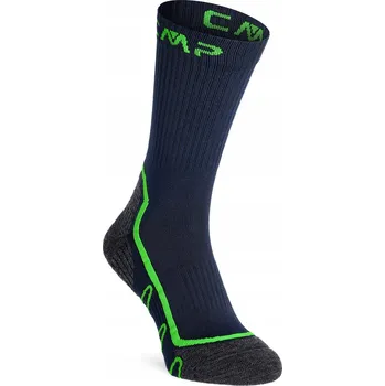 Turistické Ponožky CMP Trekking Sock Poly Mid - modrá/fluo zelená 39-42