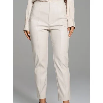 Dámské kalhoty Sinsay - Koženkové kalhoty - béžová - 748FJ-02X - 748FJ-02X-M