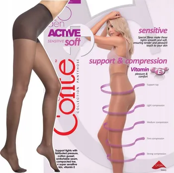 Dámské punčochy Punčocháče hladké Conte Elegant Active Soft 20 DEN hnědé SHADE velikost 3